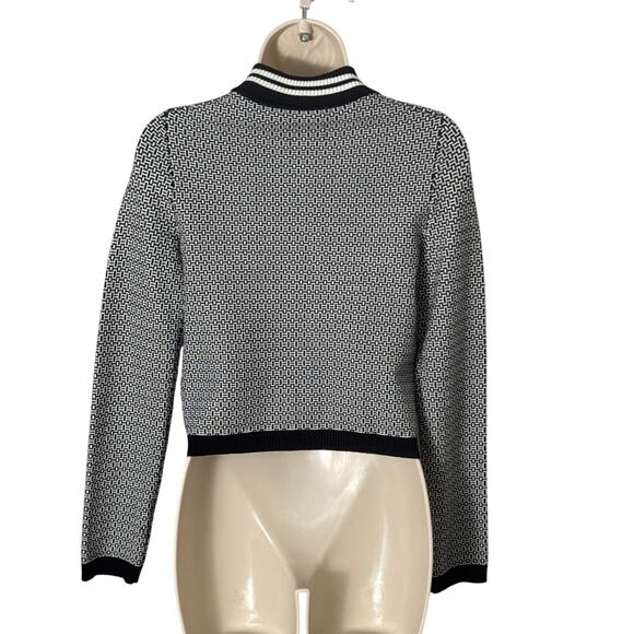 Anthropologie‎ Maeve Plunging Long Sleeve Polo Cardigan Black and Cream Size XXS - Picture 4 of 10